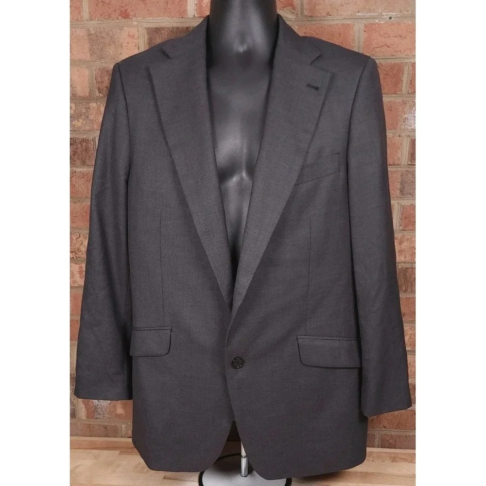 Indochino Luxury Mens 38R Blazer Solid Gray Wool Cashmere Sport Coat Jacket